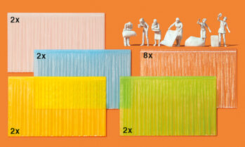 Preiser 16360 - H0 Am Fenster.6 unbemalte Miniaturfiguren 16 Vorhänge 67mmx41mm.5 ver.Farben