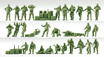 Preiser 16508 - H0 Bundeswehr. BRD. Fallschirmjäger. 30 unbemalte Figuren. Zubehör. Bausatz