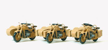 Preiser 16563 - H0 Motorrad Zündapp KS 750. Deutsches Reich 1939-45. 3 Motorräder mit Beiwagen. BS
