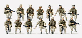 Preiser 16564 - H0 US-Army modern. Fahrer, Aufsitzer 14 unbemalte Miniaturfiguren. Bausatz
