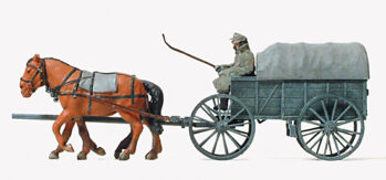 Preiser 16570 - H0 Leichter Heeresfeldwagen Hf1, bespannt. Deutsches Reich 1939-45. 2 unbemalte