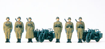 Preiser 16571 - H0 Kradschützen stehend. Zündapp KS 750. DR 1940