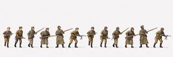 Preiser 16600 - H0 Angreifende Infanterie. Winteruniform UdSSR 1941-45. 12 unbem.Figuren.Bausatz
