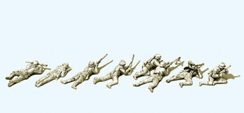 Preiser 16616 - H0 Infanterie liegend, im Gefecht. Deutsches Reich 1939 - 45. 8 unbemalte