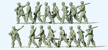 Preiser 16625 - H0 Fallschirmjäger im Marsch. Deutsches Reich 1939-45. 16 unbemalte Miniaturfigu