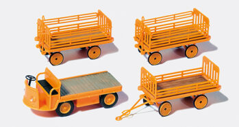 Preiser 17120 - H0 Elektrokarre mit 3 Anhängern. Deutsche Bundesbahn. Epoche IV. Bausatz