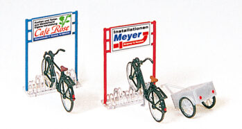 Preiser 17163 - H0 Fahrradständer, Fahrräder, Anhänger