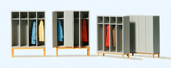 Preiser 17188 - H0 Garderobeneinrichtung:Spinde.4 Elemente mit versch.Türen u. Untergest.Bausatz