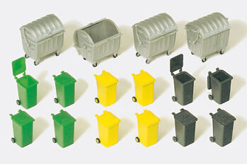 Preiser 17202 - H0 Müllcontainer, Mülltonnen. Bausatz