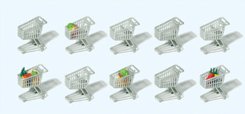 Preiser 17224 - H0 Einkaufswagen. 10 Stück im Bausatz