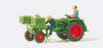 Preiser 17935 - H0 Geräteträger, Kartoffellegemaschine. 3 Miniaturfiguren. Fertigmodell