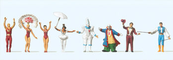 Preiser 20254 - H0 Zirkus-Direktor, Clowns, Dompteur u.a. Artisten