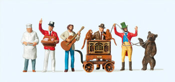 Preiser 24653 - H0 Drehorgelspieler, Musikant, Verkäufer, Bärenführer