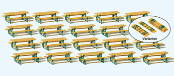 Preiser 24707 - H0 20 Biertischgarnituren. Bausatz