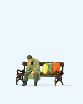 Preiser 29094 - H0 Obdachloser auf Bank