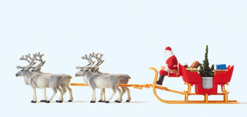 Preiser 30399 - H0 Weihnachtsschlitten mit 4 Rentieren