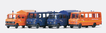 Preiser 31211 - H0 Vier verschiedene THW-Fahrzeuge. MB 508. Bausatz