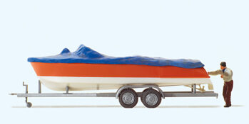 Preiser 33255 - H0 Motorboot beim Verladen auf Anhänger