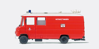 Preiser 35028 - H0 Notarztwagen. Feuerwehr. Mercedes-Benz L 613 D. Fertigmodell