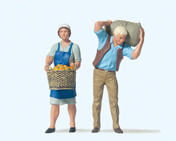 Preiser 45072 - G Bäuerin mit Korb, Bauer mit Sack
