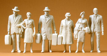 Preiser 45177 - G Reisende. 6 unbemalte Figuren. Bausatz