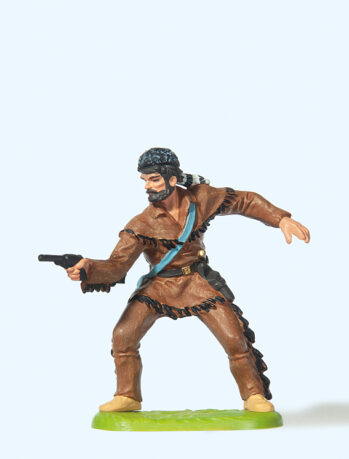 Preiser 54554 - 1:25 Trapper, mit Revolver schießend