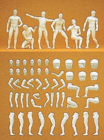 Preiser 58000 - 1:24 Modellfigur "Adam". 6 unbemalte Figuren im Bausatz.