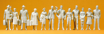 Preiser 63000 - 1:32 Reisende und Passanten. 12 unbemalte Figuren. Bausatz