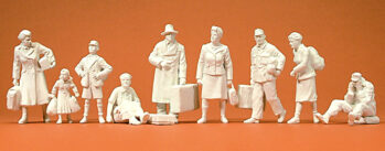 Preiser 64014 - 1:35 Nachkriegszeit. 9 unbemalte Miniatur- figuren. Bausatz