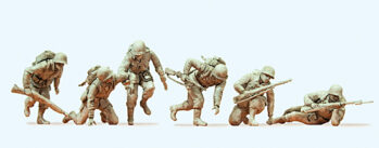 Preiser 64017 - 1:35 US-Infanterie. D-Day 1944. 6 unbemalte Miniaturfiguren. Bausatz