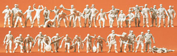 Preiser 72516 - 1:72 Fallschirmjäger, Piloten und Boden- personal. 40 unbemalte Figuren. Bausatz
