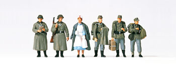 Preiser 72521 - 1:72 Heimaturlaub. DR 1939-45. 6 unbemalte Miniaturfiguren. Bausatz