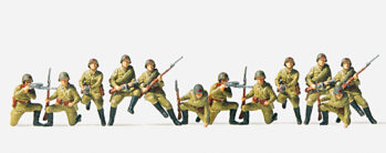 Preiser 72523 - 1:72 Infanterie, aufgesessen. UdSSR 1942. 12 unbemalte Miniaturfiguren. Bausatz