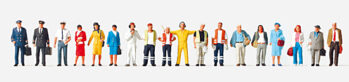 Preiser 72528 - 1:72 Zivile Piloten, Stewardessen, Flug- reisende und Bodenpersonal. 18 unbemalte