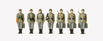 Preiser 72536 - 1:72 Granatwerfertrupp angetreten. Deutsches Reich 1939-45. 7 unbemalte Miniaturfigur