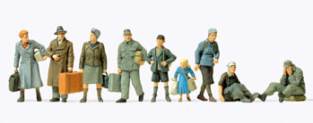 Preiser 72537 - 1:72 Flüchtlinge. 9 unbemalte Miniaturfiguren Bausatz