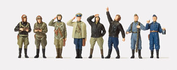 Preiser 72543 - 1:72 Stehende Piloten, Bodenpersonal. UdSSR 1941-45. 8 unbem. Figuren. Bausatz