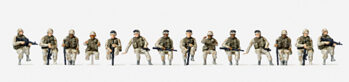 Preiser 72544 - 1:72 US-Army modern. Fahrer, Aufsitzer. 14 unbemalte Miniaturfiguren. Bausatz