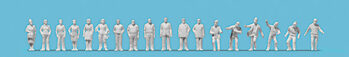 Preiser 74092 - Stehende Frauen und Männer, Arbeiter. 18 unbemalte Miniaturfiguren. Bausatz