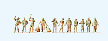 Preiser 77103 -  1:144 Airline- und Flughafenpersonal 11 unbemalte Miniaturfiguren. Bausatz