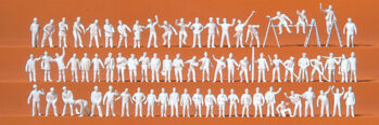 Preiser 79009 - N Auf der Arbeit. 70 unbemalte Miniatur- figuren. Zubehör. Bausatz