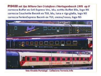 Pi.R.A.T.A. PI9401 Spur H0 3-tlg Wagen-Set Milano San Cristoforo s'Hertogenbosch 1995, Epoche V