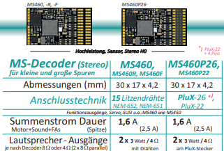 ZIMO MS460P26 - MS-Sound-Decoder - PluX26