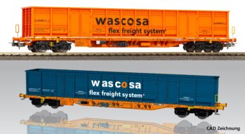 PIKO 24553 24566 - 2 er Set Containertragwagen Sgnns CH-Wasco VI NH26