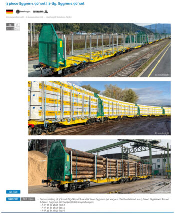 Sudexpress S4657001 Spur H0 3-tlg. Set GigaWood Holztransportwagen der Innofreight / Schwaiger, Epoche VI