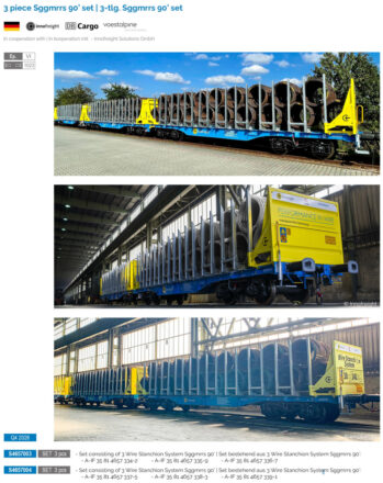 Sudexpress S4657004 Spur H0 3-tlg. Set Transportwagen der Innofreight / DB / Voestalpine, Epoche VI