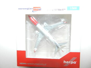 Herpa Wings 535229 -001 Norwegian Air Shuttle Boeing 737 Max 8 - SE-RTA "Charles Lindbergh" 1:500 Flugzeug
